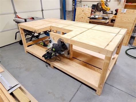 How To Build A Garage Workbench Miter Saw Station Outfeed Table