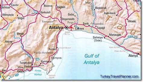Antalya Region Map Turkey