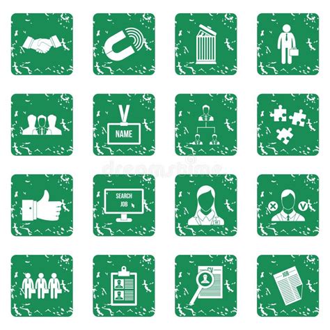 Human Resource Management Icons Set Grunge Stock Vector Illustration