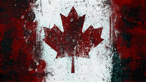 Canada Canadian Flag Flag Grunge Digital Art Artwork Red White