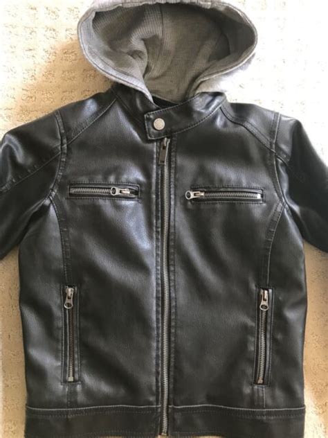 Black Rivet Kids Faux Leather Hooded Jacket 5 Ebay
