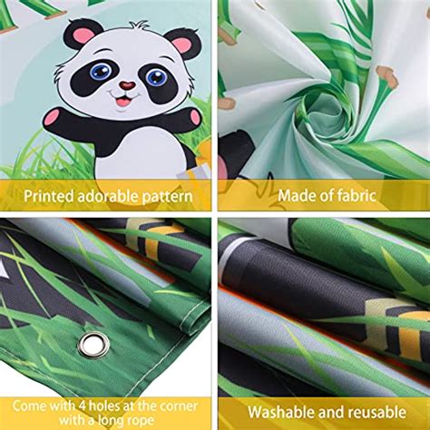 Cartoon Panda Happy Birthday Backdrop Green Bamboo Panda Theme Baby