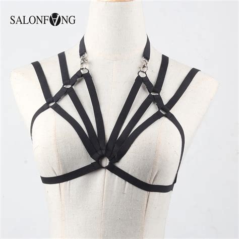 2017 new fashion pastel goth bondage bra sexy bust black elastic bondage lingerie gothic caged