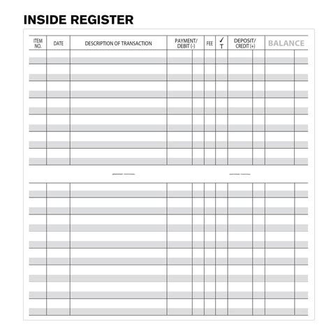 Printable Pdf Checkbook Register Template Windowtros