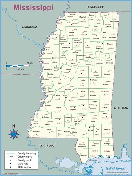 Mississippi County Outline Wall Map By Mapsales