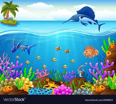 Cartoon Fish Under Sea Royalty Free Vector Image