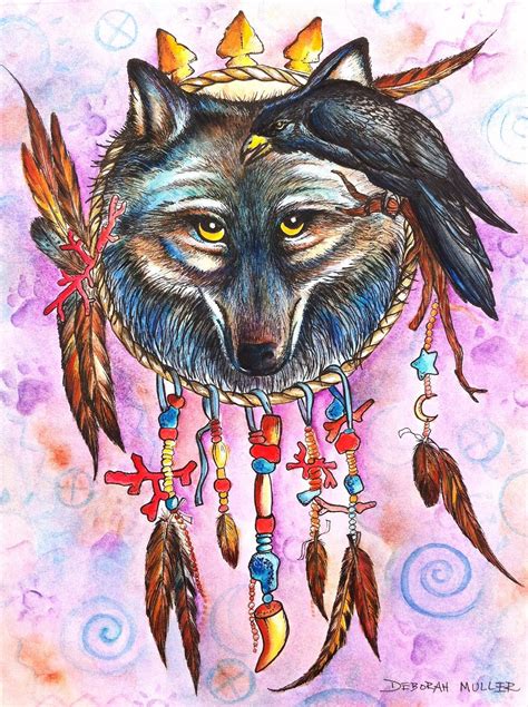 Sacred Journey Wolf And Raven Art Print From An By Chubbymermaid