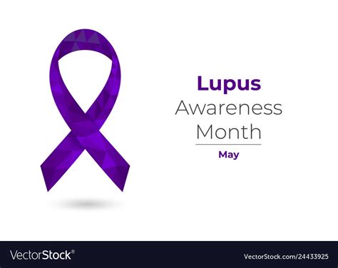 Lupus Purple Awareness Month Low Poly Ribbon Vector Image