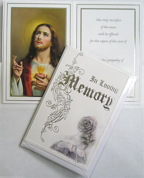 Mass Cards Deluxe Catholic Sacred Heart In Loving Memory Sympathy 2161