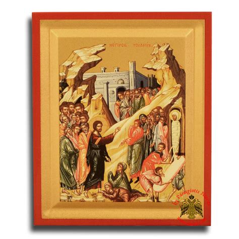 Byzantine Wooden Icon Raising Of Lazarus On Canvas Hand Made Icons Of