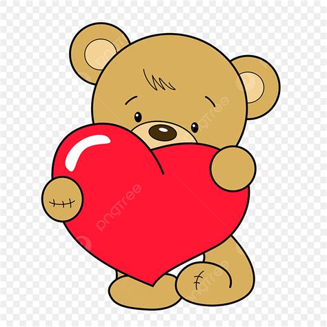 Bear Holding Heart Clipart Hd Png Vector Illustration Doodle Teddy