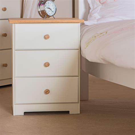 Thornton White 3 Drawer Bedside Cabinet Soft White Self Assembly