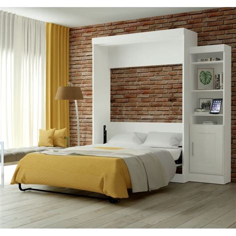 Bestar Edge By Bestar Queen Wall Bed With One 21 Storage Unit In White