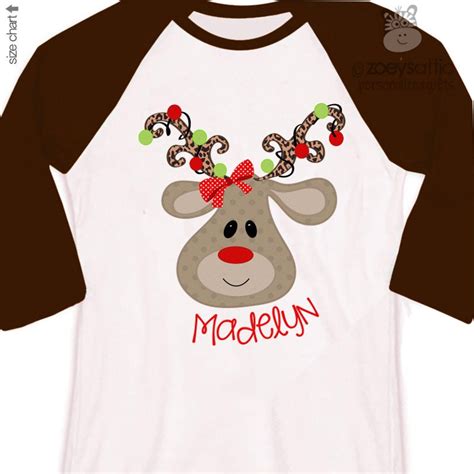 Personalized Christmas Shirt Girls Reindeer Perfect By Zoeysattic