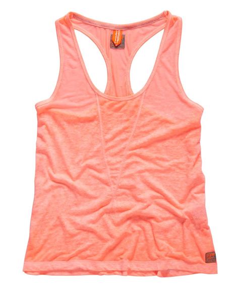 Womens Super Sewn Burnout Tank Top In Coral Superdry Uk