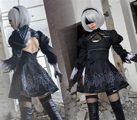 2b Cosplay Costume Nier Automata Dress Outfit Hallowitch Costumes