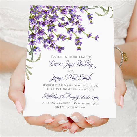 Lavender Wedding Invitations Rustic Wedding Rosemary Herb Invitation