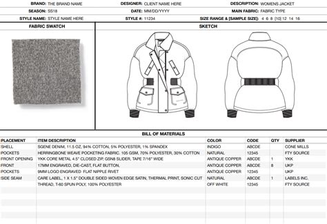 An Industry Standard Tech Pack For One Garment Upwork Ph