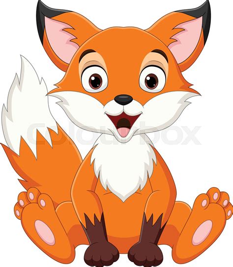 Cartoon Cute Little Fox Sitting Stock Vector Colourbox