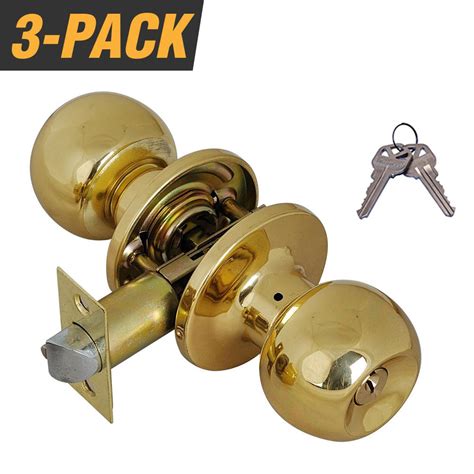 Grip Tight Tools Solid Brass Entry Door Knob With 6 Kw1 Keys 3 Pack