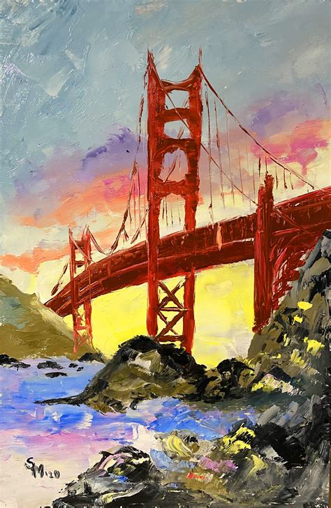 Golden Gate Bridge Painting Original Art San Francisco Wall Etsy