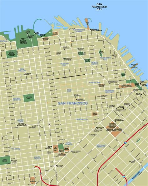 mapa de calle de la ciudad de san francisco mapa de la ciudad de san francisco ca california