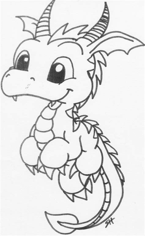Dragon Coloring Pages Easy Cute Baby Dragon Drawings Francine
