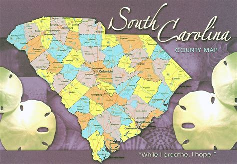 The State Of South Carolina Postcard With Map South Carolina State Usa Maps Of The Usa