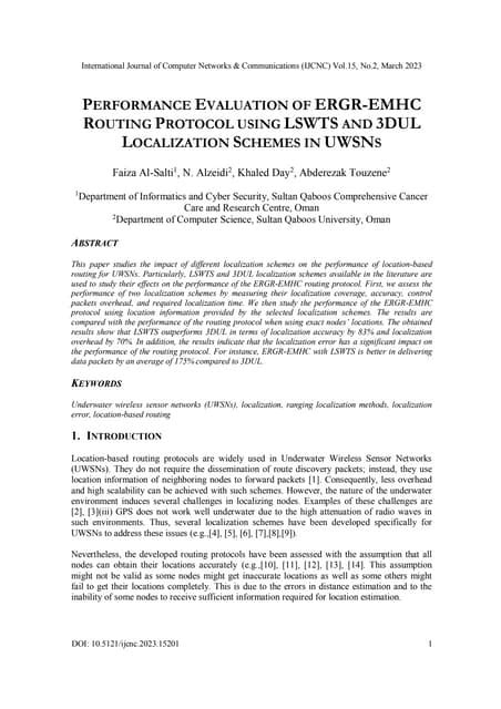 Performance Evaluation Of Ergr Emhc Routing Protocol Using Lswts And
