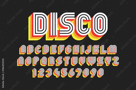 80s Retro Font Disco Style Alphabet And Numbers Stock Vector Adobe