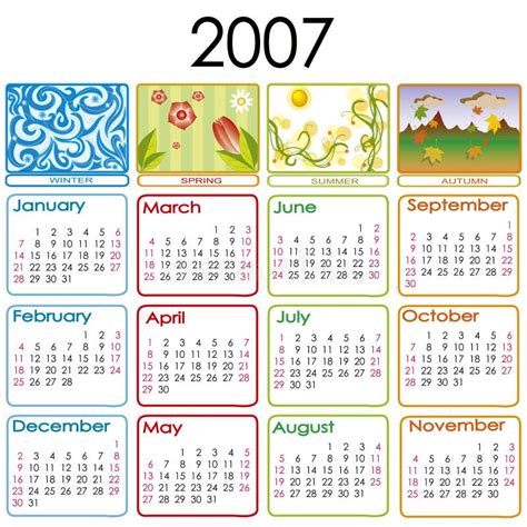 Calendar For 2007 2008 2009 And 2010 Stock Vector Illustration Of