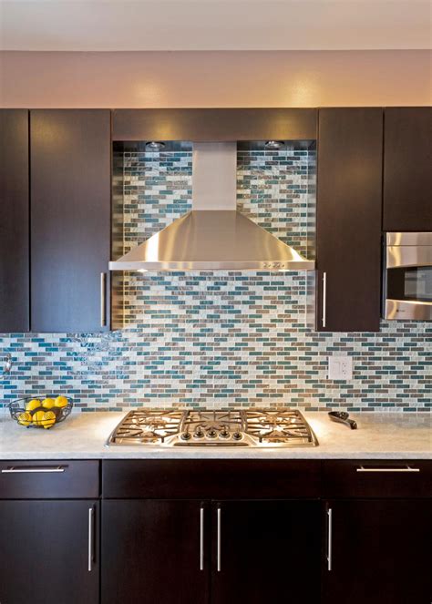 Blue Glass Tile Kitchen Backsplash