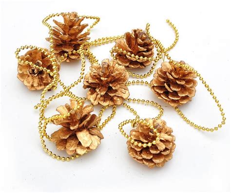 Trim your tree with christmas tree garland and beads from christmas tree hill. 5pcs Pinecone Gold Pearl Beads Chain Ornaments Strap ...