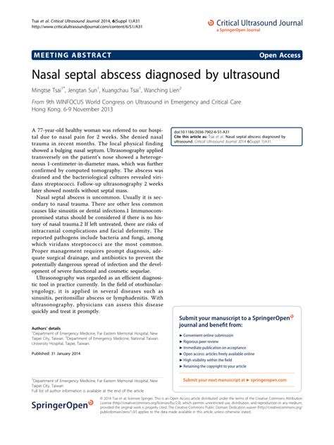 Pdf Nasal Septal Abscess Diagnosed By Ultrasound