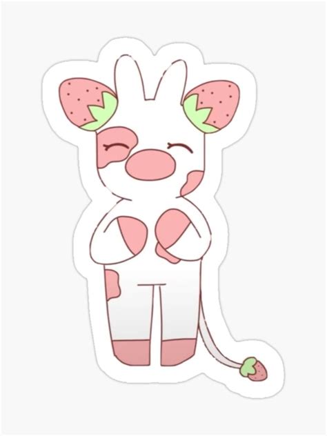 Strawberry Cow Cute Sticker Sticker By Law99 In 2021 Cute Stickers