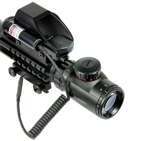 4 12x50 Tactical Rifle Scope Mil Dot With Holographic 4 Reticle Sight