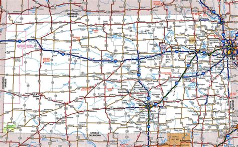Large Detailed Roads And Highways Map Of Kansas State With All Cities Vidiani Com Maps Of