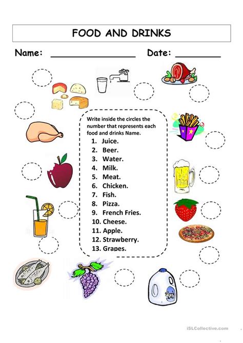 4.sınıf food and drinks worksheet. 42 FREE ESL food and drinks worksheets