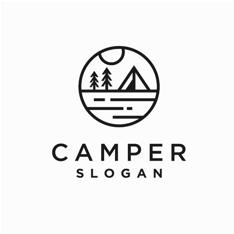 Premium Vector Camper Logo With Retro Line Concept