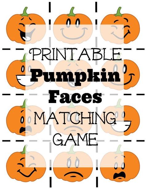 Printable Pumpkin Faces Matching Game Autumn Activities For Kids