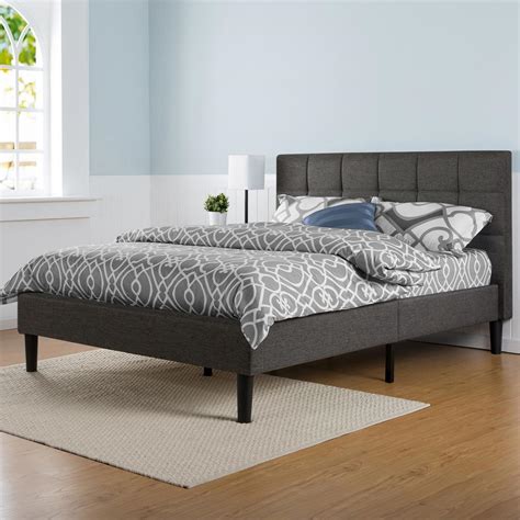 Zinus Dark Grey Full Upholstered Bed Hd Fspb F The Home Depot