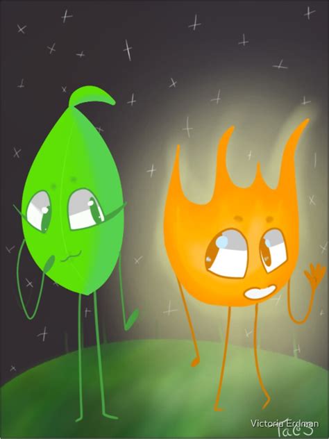 Pegatina Firey Y Leafy Bfb De Torineko Redbubble