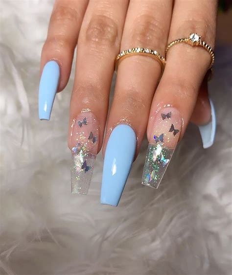 butterfly nails🦋 | Best acrylic nails, Blue acrylic nails, Blue nails