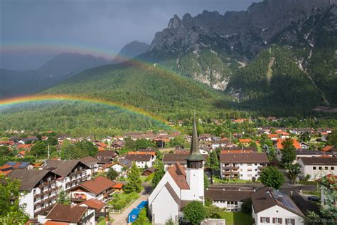 Rainbow Over Mittenwald Bavaria Germany Mountain Photography By