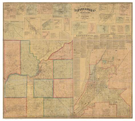 Tippecanoe County Indiana 1866 Old Map Reprint Old Maps