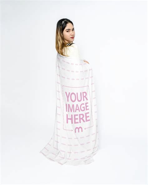 Blanket Mockup With A Woman Posing On The Side Mediamodifier