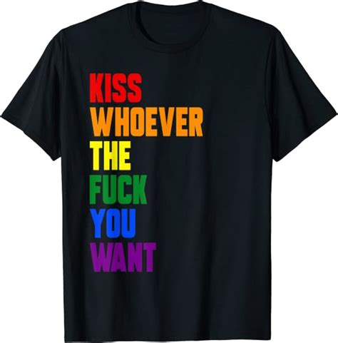 Kiss Whoever You Want Gay Pride Lgbt Awareness Rainbow Flag T Shirt Uk Fashion