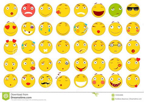 Conjunto De Emoticons Sistema De Emoji Ejemplos Planos Del Estilo