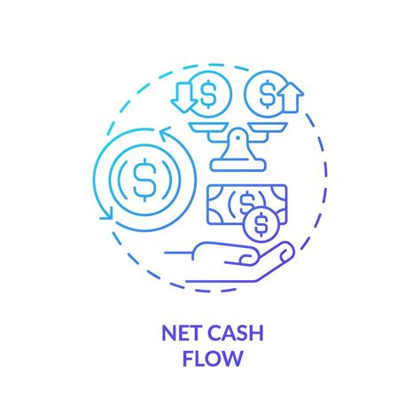 2d Gradient Net Cash Flow Icon Simple Isolated Vector Blue Thin Line