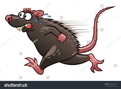 Cartoon Scared Rat Escapes Something Stock Vector 285616451 Shutterstock